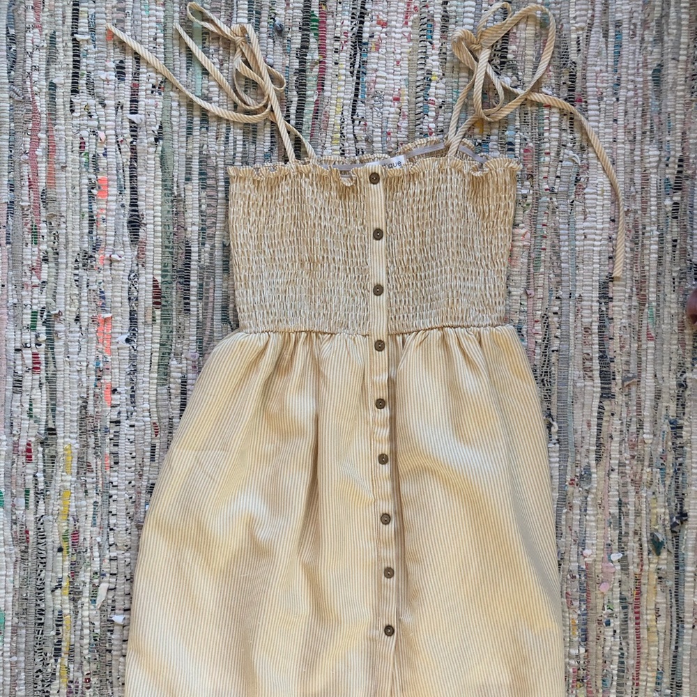 Yellow striped vestique dress